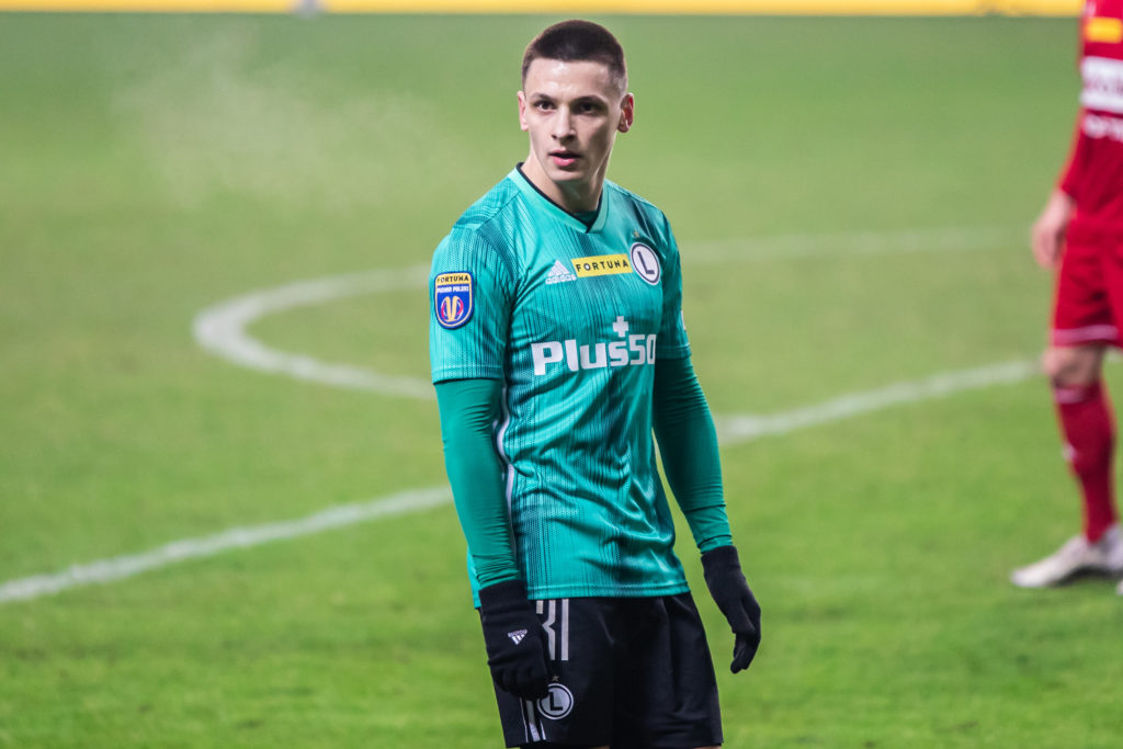 Nazariy Rusyn of Legia seen in action during the Fortuna
