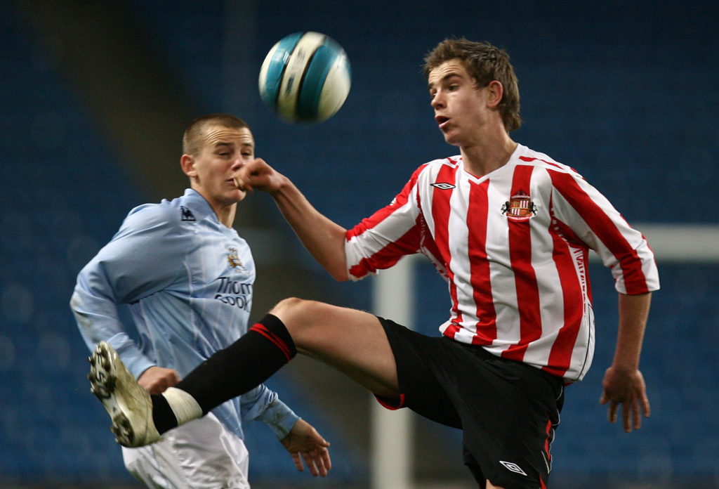Sunderland academy product Jordan Henderson in FA Youth Cup Semi Final 2nd Leg action vs Manchester City in 2008