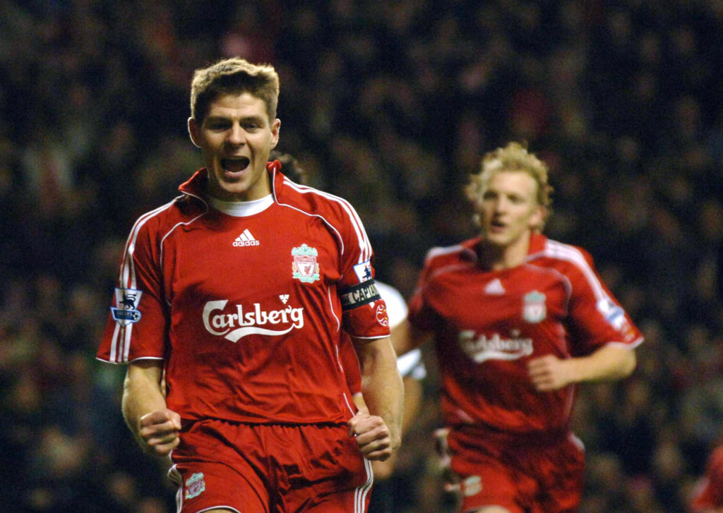 Liverpool's Steven Gerrard celebrates af
