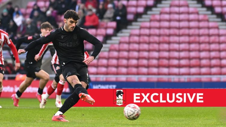 Tom Cannon of Stoke City scores the first goal from the penalty spot during the Emirates FA Cup Third Round match between Sunderland and Stoke City...
