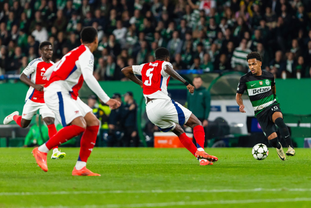 Marcus Edwards (R) of Sporting CP seen in action during the