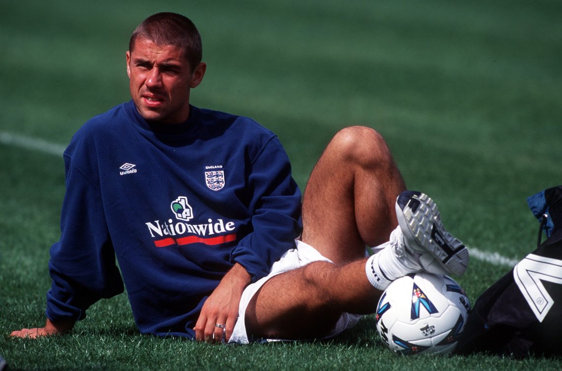 29 Aug 2000:  Kevin Phillips of Sunderland listens to some advice as he takes a breather during the England Training Session held at Bisham Abbey, ...