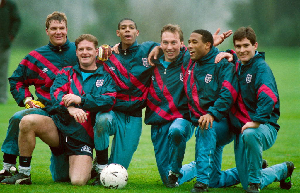 Paul Gascoigne and England team mates 1993