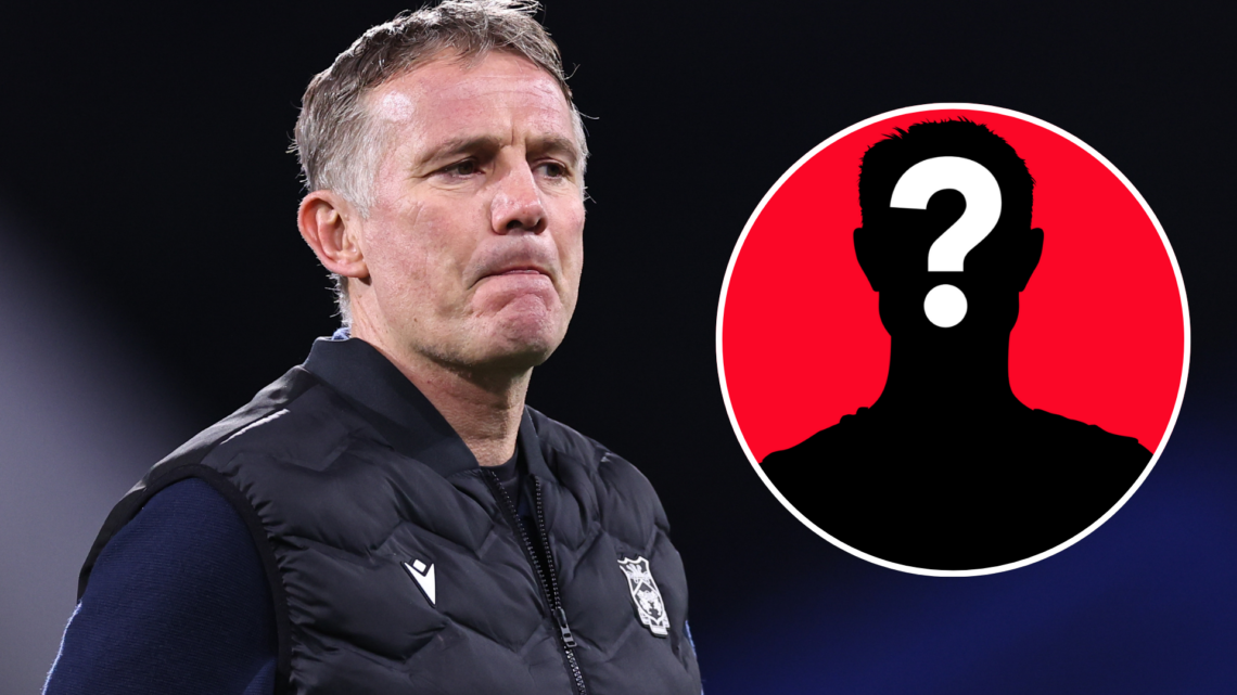 Wrexham manager Phil Parkinson. Inset, a mystery player graphic.