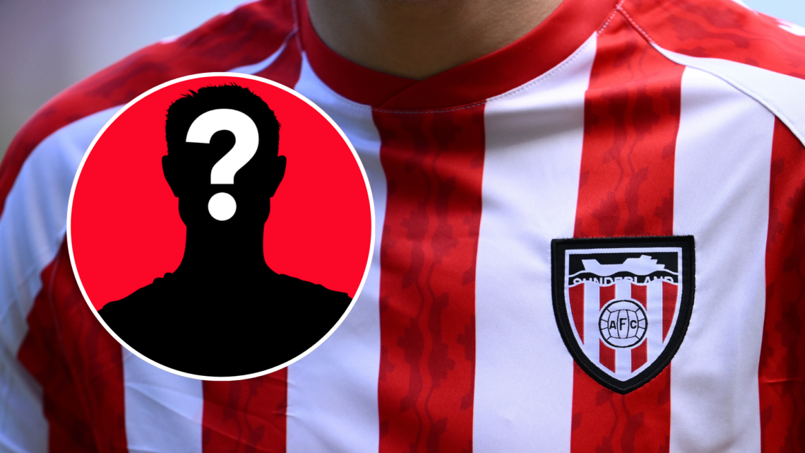 A Sunderland shirt. Inset, mystery player graphic.